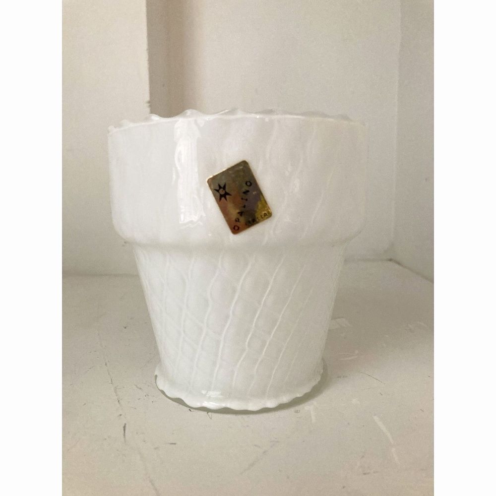Milk White Glass Planter - Opalino Italia - Small
